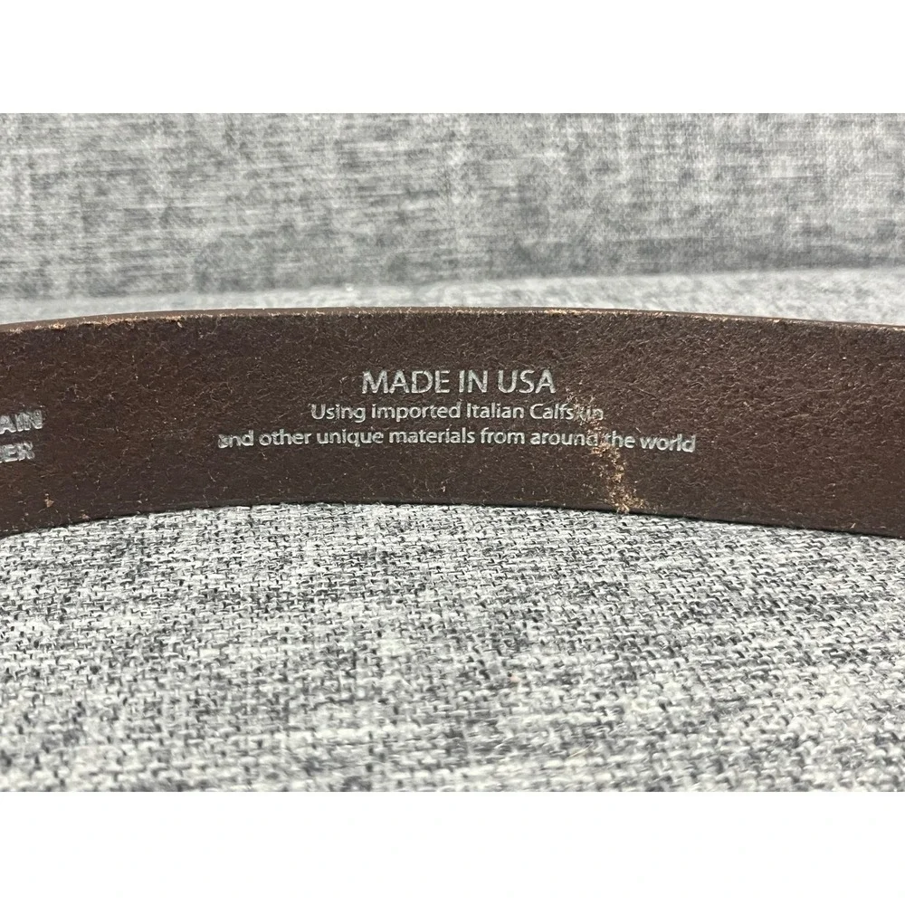 Justin Mens Brown Top Grain Leather Belt 36 232BR Made in USA Italian Calfskin